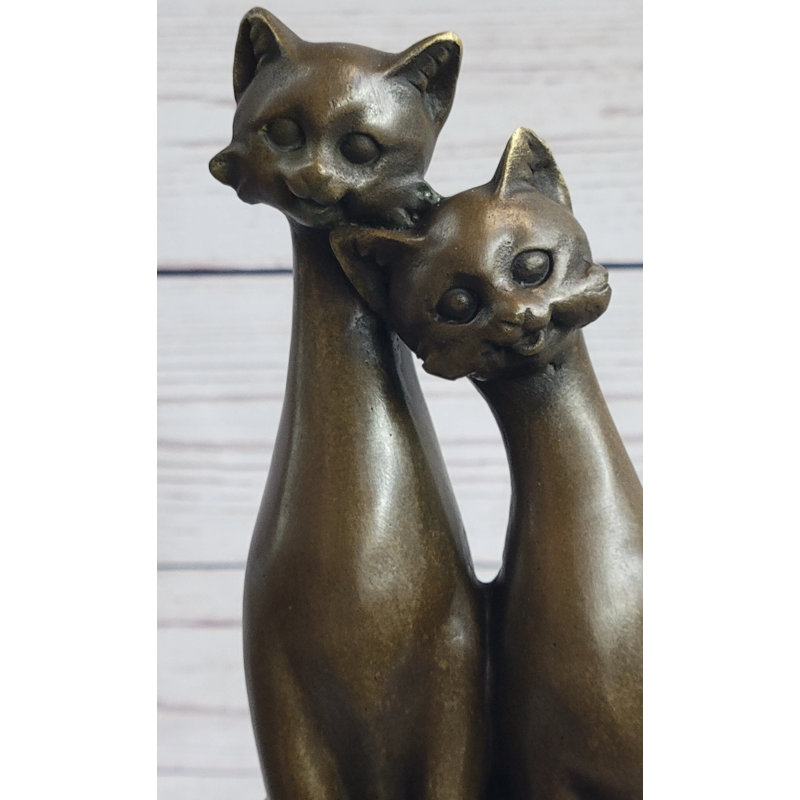 Paire de minces sculptures chats siamois