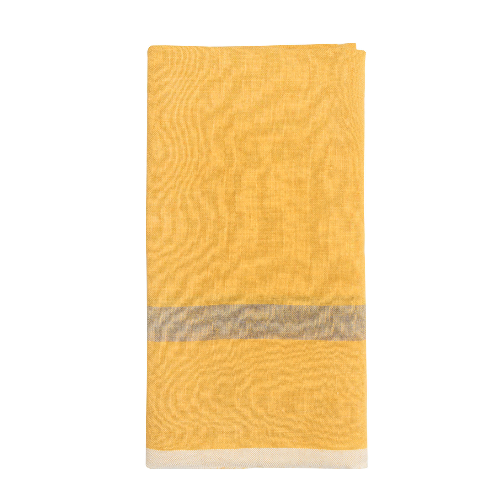 Stripe Tea Towel Kitchen Towel, Mustard/Gray