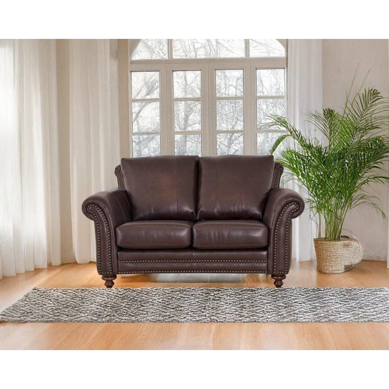 Causeuse Stephie, Cuir véritable brun foncé Berkshire
