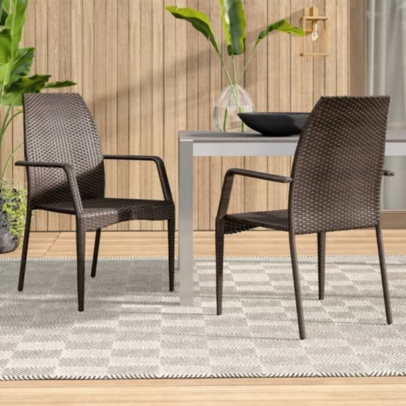 Libora All Weather Wicker Stackable Dining Armchairs