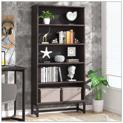 5-Tier Heavy Duty Sandalwood Library Bookshelf
