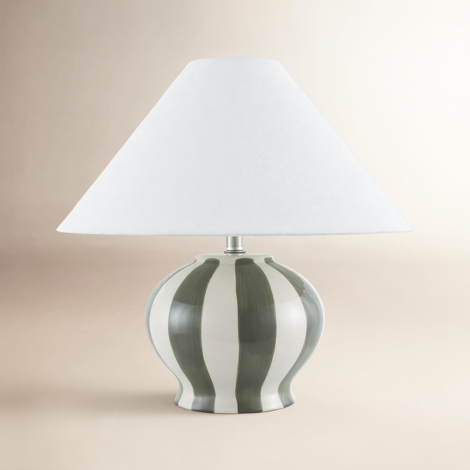 Ceramic Table Lamp, Gray/White