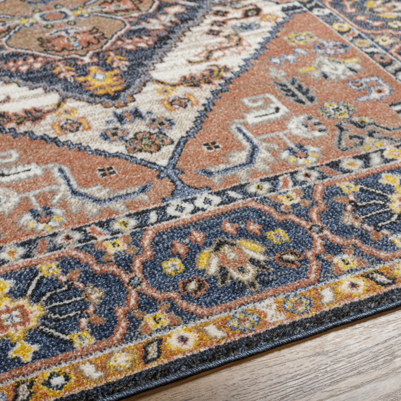 Beiler Machine Woven Performance Rust/Navy Rug, Rectangle 6'7" x 9'
