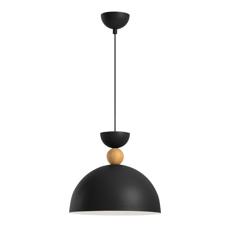 Elegant Adjustable Chandelier, Black & Oak Finish, 11.8 x 5.9 inches | Metal Body, Height: 12.2 to 43.7 inches | 1 x E27 Socket (Max 40W) | Stylish Lighting Solution for Dining Room, Living Room & Entryways - Bulb Not Included