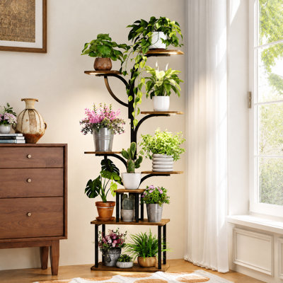 Verdena 63.5"H Indoor Metal Plant Stand With Grow Light