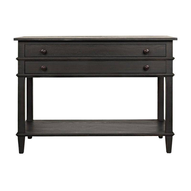 Alex 42'' W Solid Wood Nightstand, Black Wax