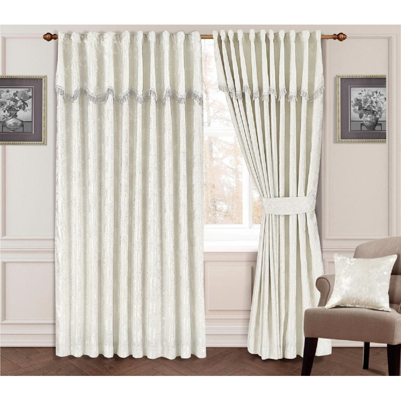 Dunaway Room Darkening Curtain Pair, Cream, 168cm Width x 183cm Drop