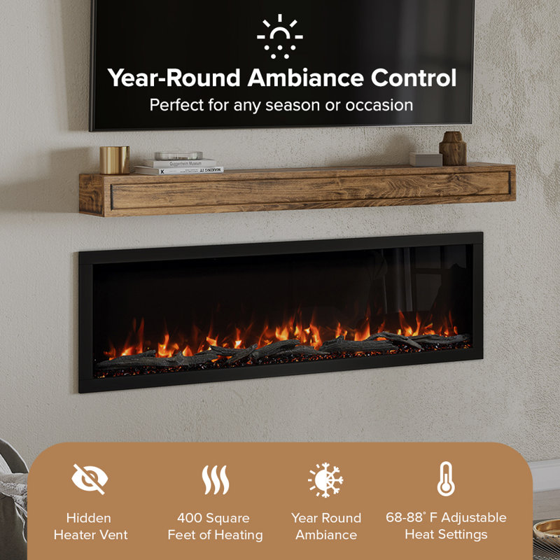 Modern Ember Highmark Smart Linear Electric Fireplace - 10 Different Flame Colors, Works With Alexa And Google Assistant
