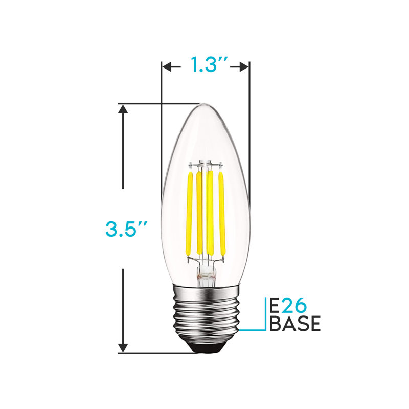 5 Watt (60 Watt Equivalent), B11 LED, Dimmable, Bright White (5000K) E26/Medium (Standard) Base, 5000K