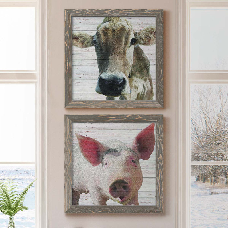 Maude - Ensemble de 2 cadres photo sur toile, Encadré gris, H 17 po x l 34 po x P 1,5 po