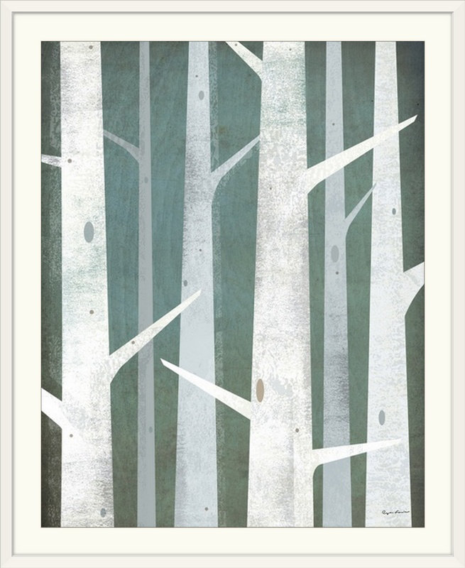 « i » par ryan fowler, reproduction d’art Birches, H 28 po x l 24 po x P 1 po, Cadre blanc