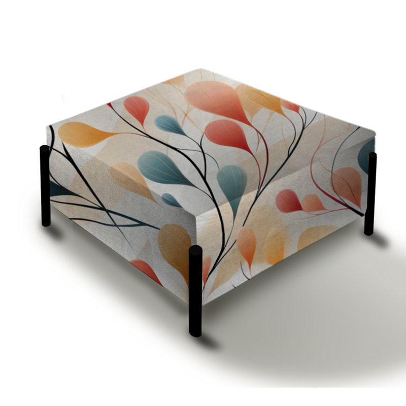 Subtle Whispers - Abstract Large Square Ottoman