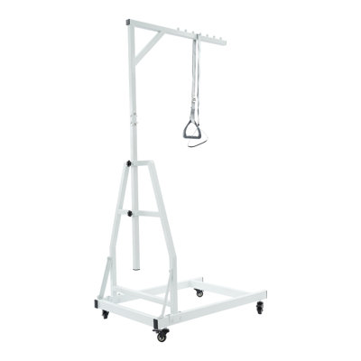 Barre de trapèze réglable pour lit Aide à la mobilité en acier au carbone robuste avec poignées ergonomiques, roulettes pivotantes verrouillables, supporte 330 lb