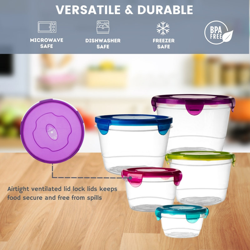 Clear Plastic 10-Piece Food Storage Container Set