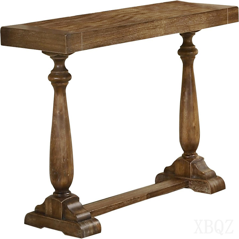 50" Transitional Wood Console Table In Driftwood, Solid Wood Table For Entryway And Living Room