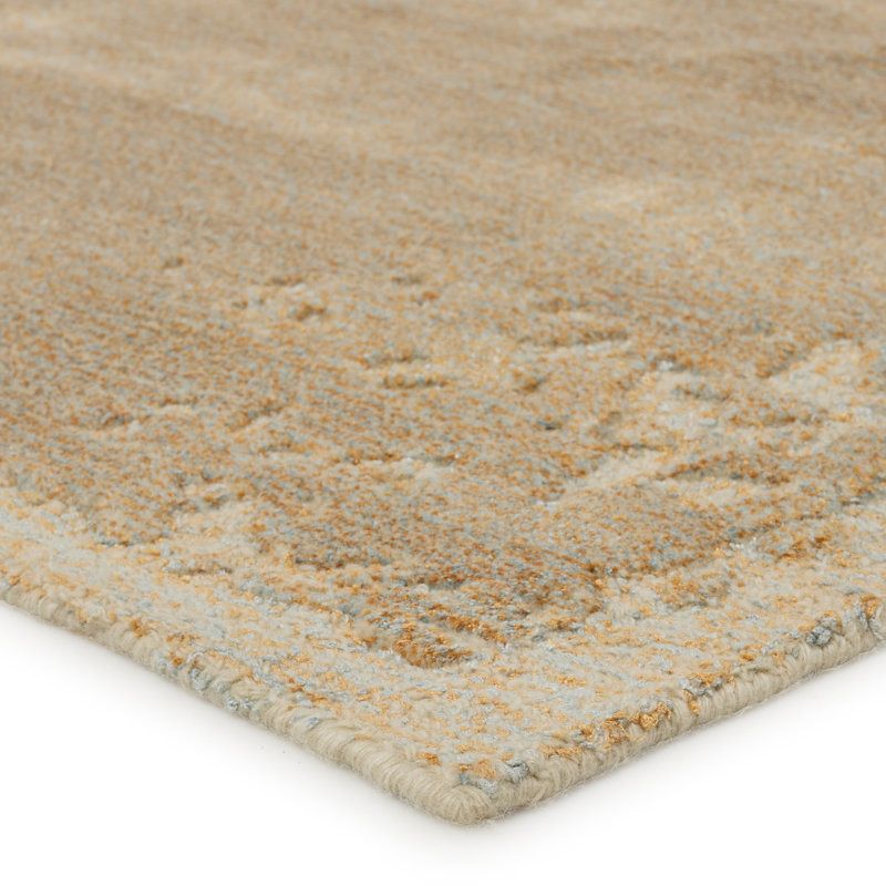 Tapis gris clair / bleu clair fait à la main Ulrich (10 pi x 14 pi), Rectangle de 10 pi x 14 pi