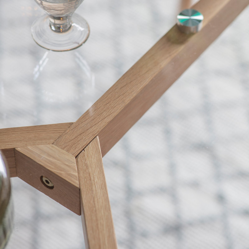 Watson Glass Top Solid Wood Base Dining Table