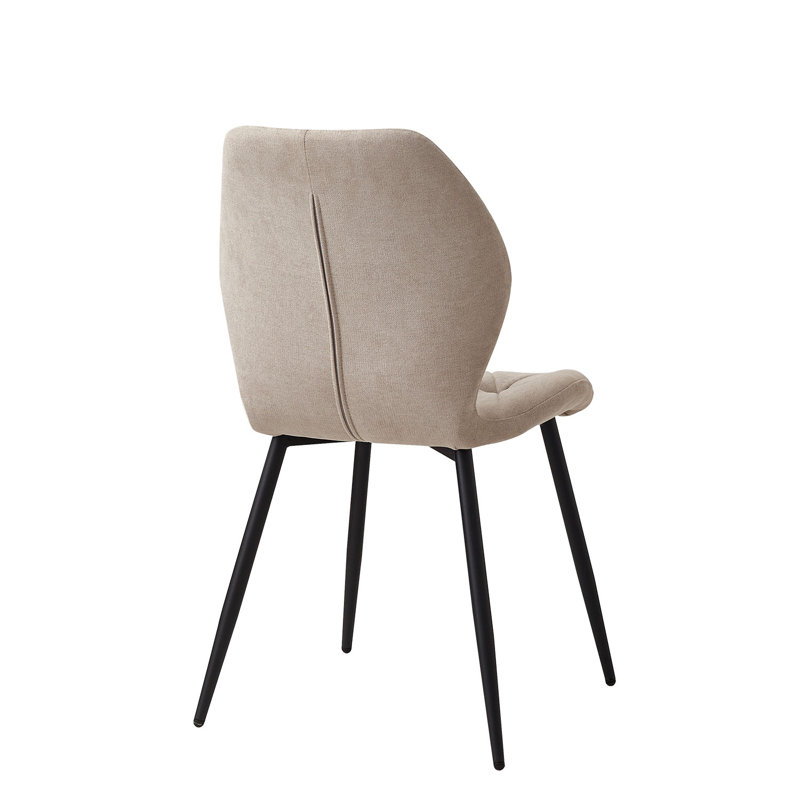 Modern Simple Round Solid Wood Dining Table Set - Set Of 4 Diamond Pattern Velvet Dining Chairs - Metal Legs - For Living Room/Bedroom