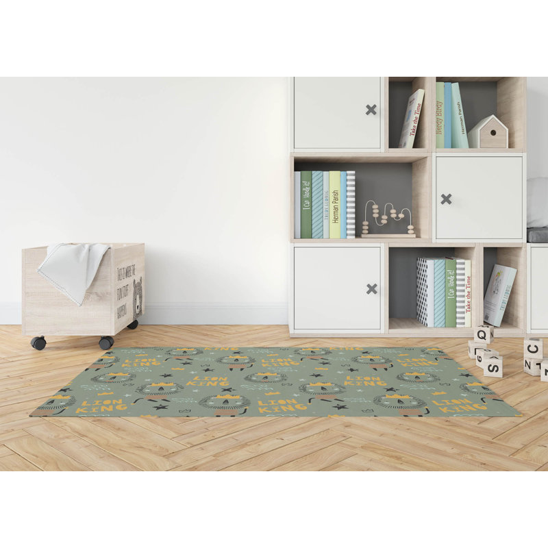 Tapis de jeu pour enfants très grand lion, Rectangle 5 pi x 7 pi