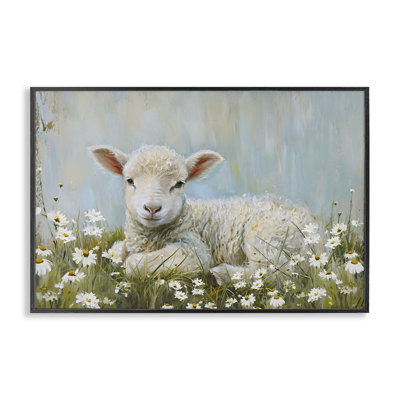 Lamb Resting in Meadow Giclee Art by Petal Prints Design