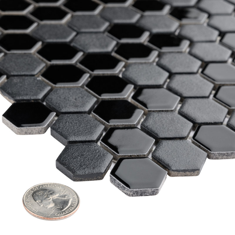 Citi Hex Black 10-1/4" x 11-7/8" Porcelain Mosaic Tile