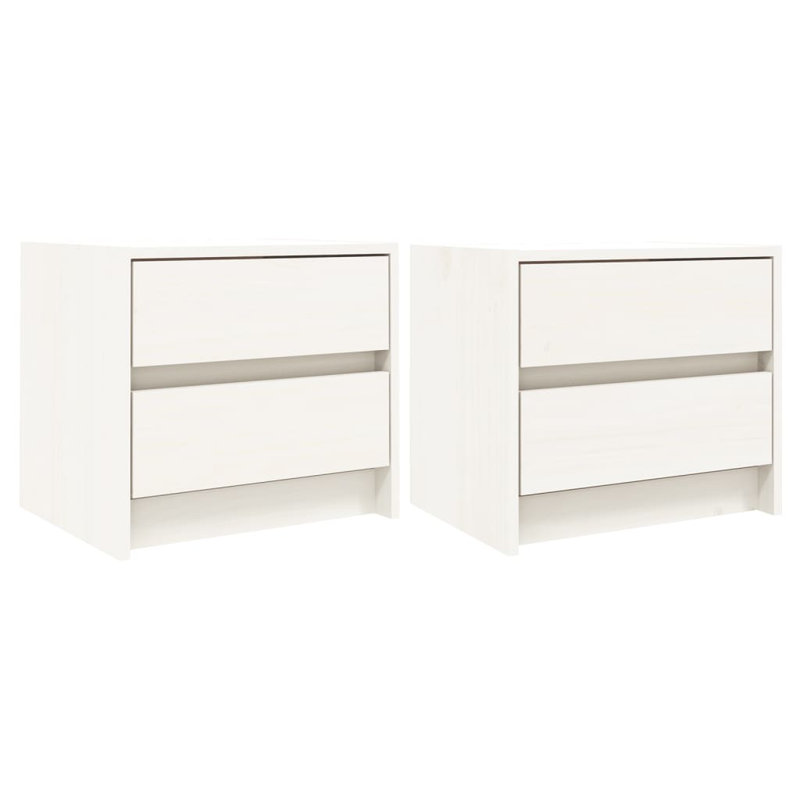 Micko 40cm W Solid Wood Bedside Table, White