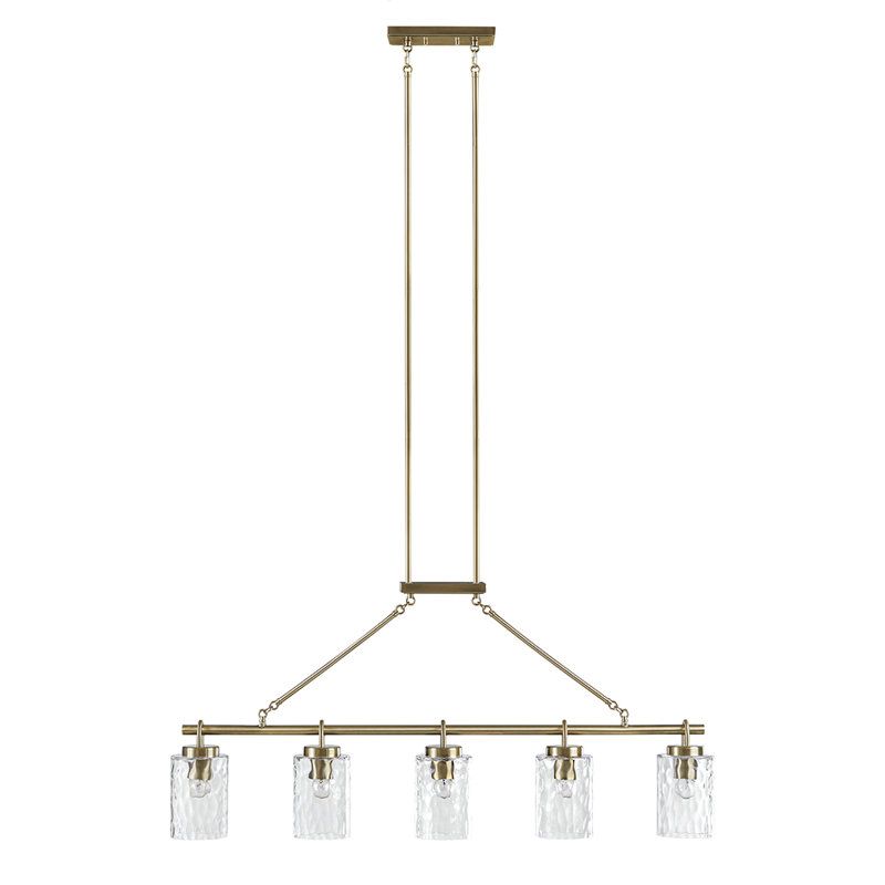 Curiana 5-Light Linear Chandelier With Textured Glass Shades