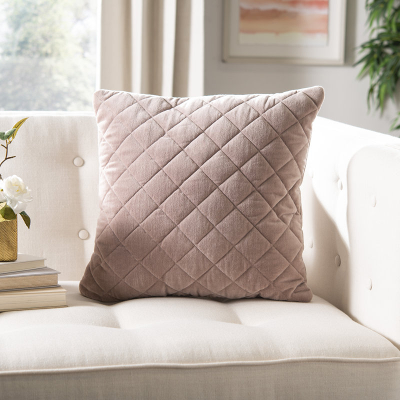 Rose Velvet Embroidered Square Throw Pillow 18" x 18"