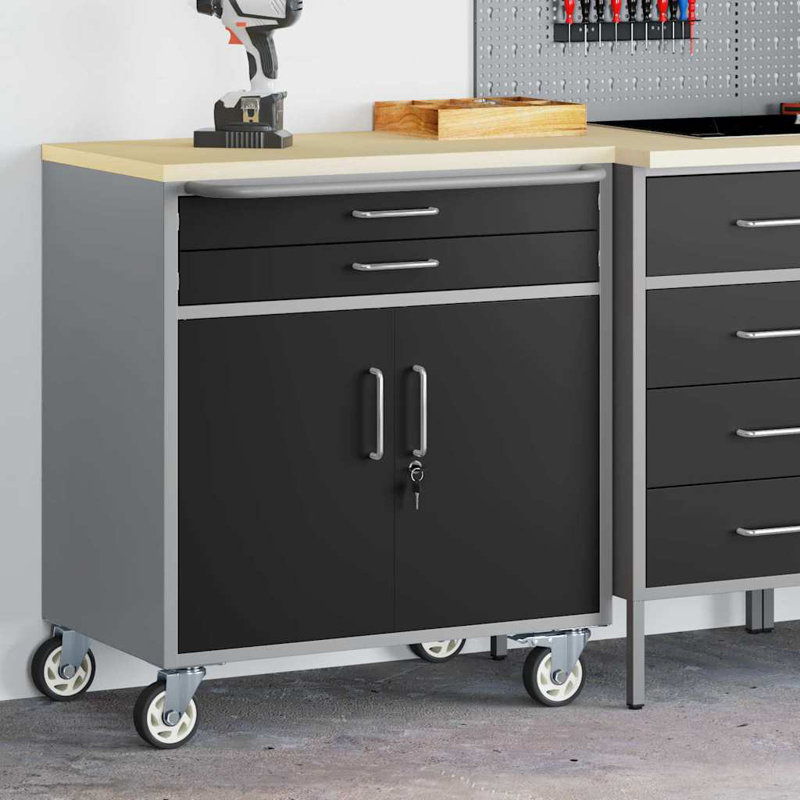 Workbench 75 X 45 X 85 Cm Powder-Coated Steel, Black