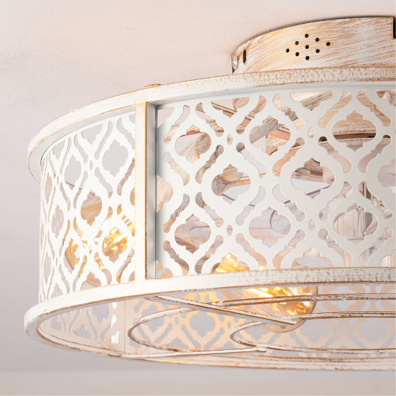 Ventilateurs de plafond en fer de style fleur 20 "avec télécommande, ventilateur encastré en cage pour chambre à coucher, salon - ampoules non incluses