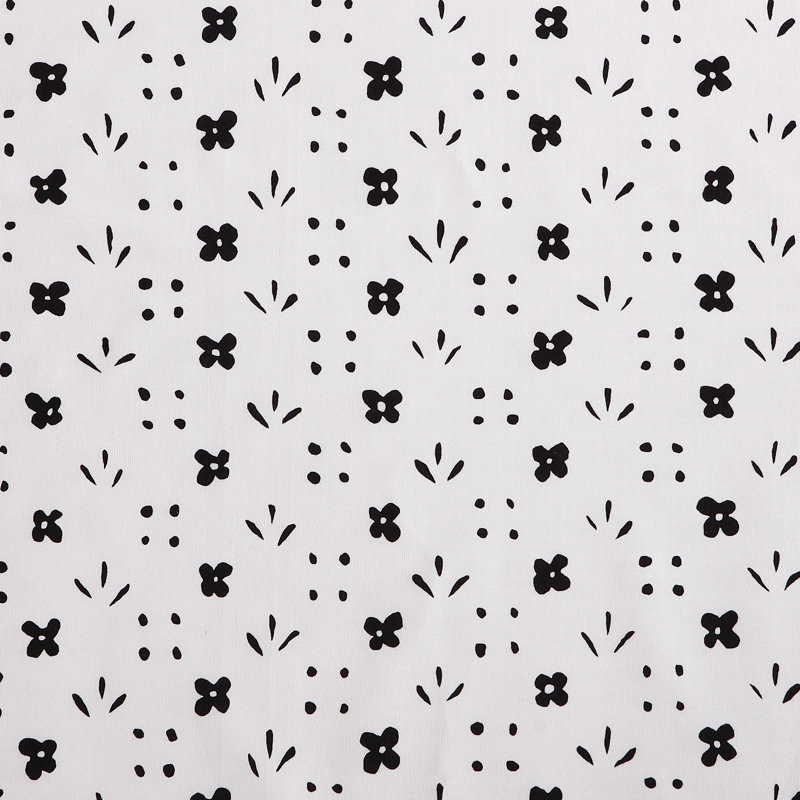 Ensemble de draps en percale de coton Marimekko, Très grand, Fleur noire