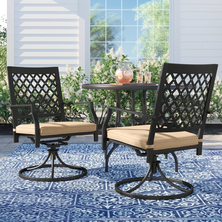 Alyah Swivel Patio Dining Armchair with Cushion Set of 2