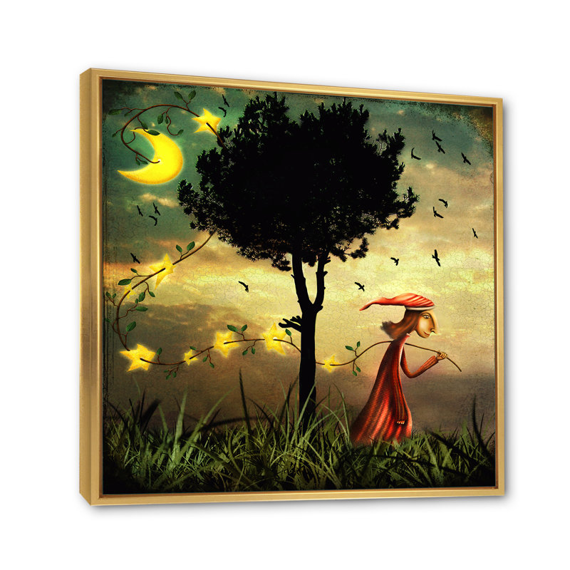 «The Boy Collectioning Stars», impression sur toile, H 36 po x l 36 po, Cadre flottant doré