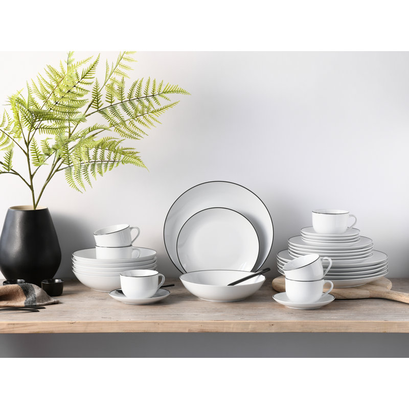 LUNA 30 Piece Bone China Dinnerware Set, Service for 6