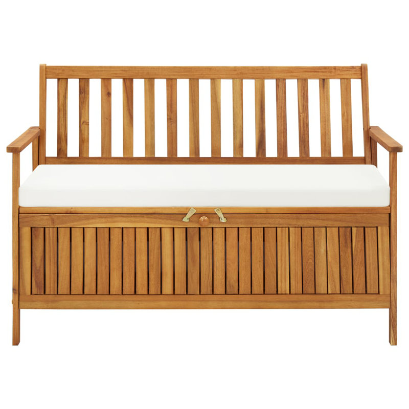 Boîte de rangement pour terrasse Cotswald, Structure brune / coussin blanc
