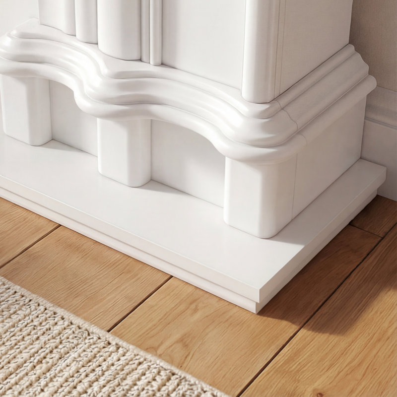 Alaira 55'' W Decorative Fireplace Surround Mantel With Carved Details(Fireplace Not Included)