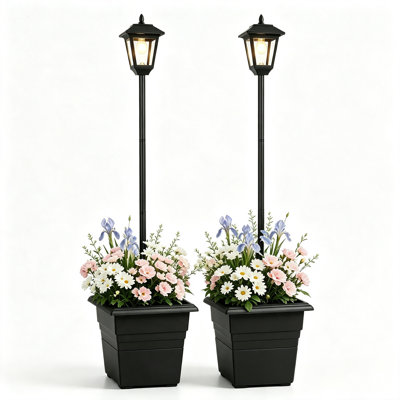 Lampadaire solaire 71 "(double) avec pot de fleurs 71 pièces