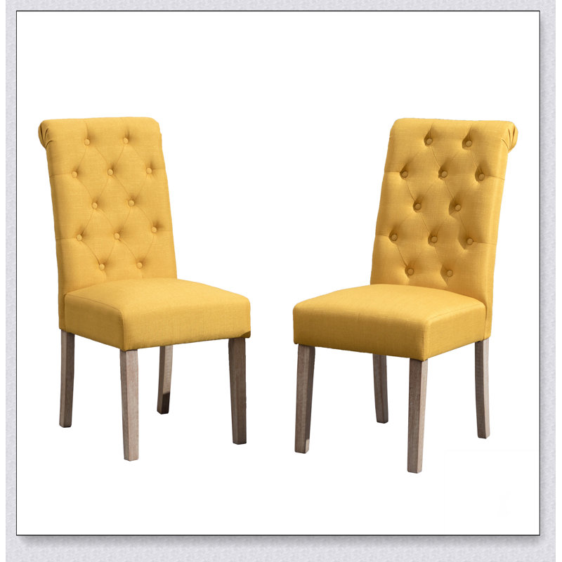 Ensemble de 2 chaises de salle à manger parsons capitonnées Habit, gris anthracite, Jaune