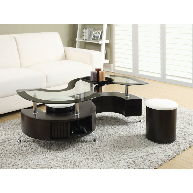 Ensemble de table basse et tabourets 3 pièces Buckley Cappuccino, Cappuccino