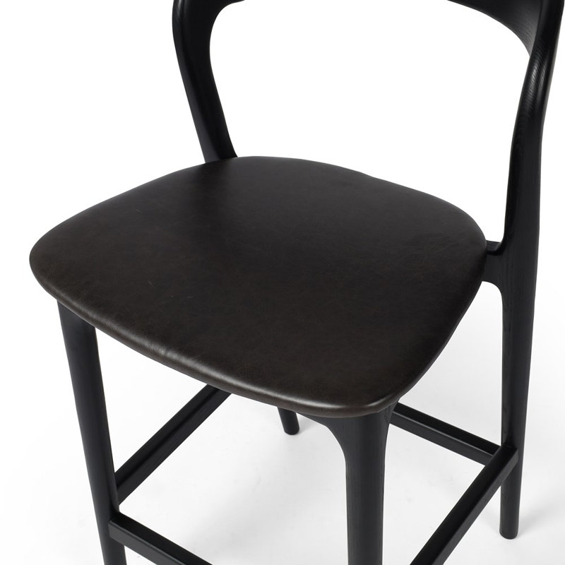 Amare Stool, Counter Stool (26.5" Seat Height), Sonoma Black Genuine Leather/Black