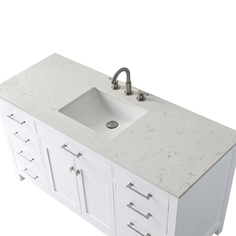 Trevor 60" W Single Vanity, White/Brushed Nickel
