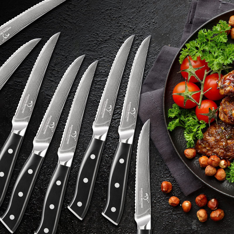 Ensemble de 18 couteaux à damas avec couteaux à steak et bloc 18 pièces