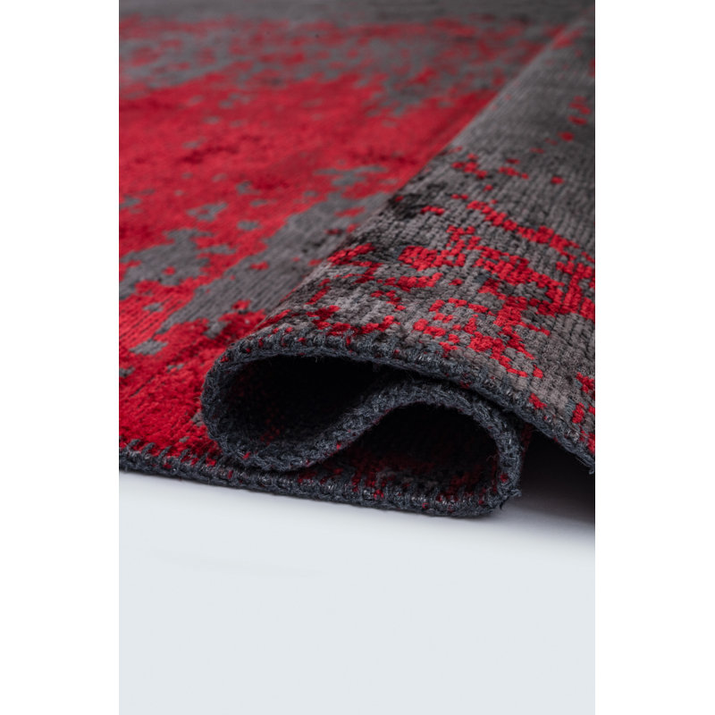 Rapture Red/Gray Luxury Area Rug, Rectangle 7'10" x 9'10"