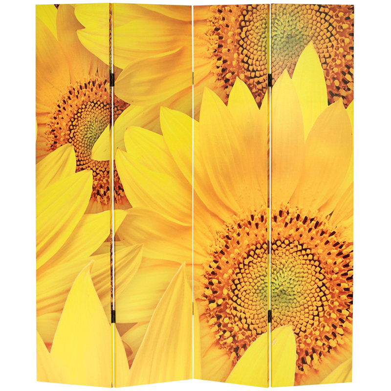 6 Ft. Tall Double Sided Sunflowers Canvas Room Divider