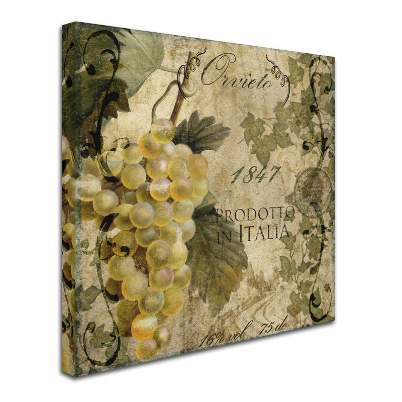 « vino italiano iv » par la pâtisserie couleur, affiche rétro sur toile tendue, H 35 po x l 35 po x P 2 po