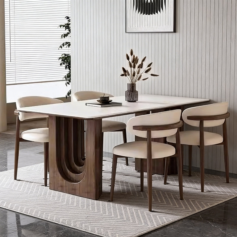 Table de salle à manger rectangulaire simple, 5 pièces: table, 4 chaises, H 29,53 po x l 55,12 po x P 31,5 po