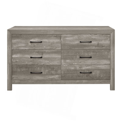 Modern Rustic Style Gray Finish 1pc Dresser of 6x Drawers Bedroom Wooden Furniture