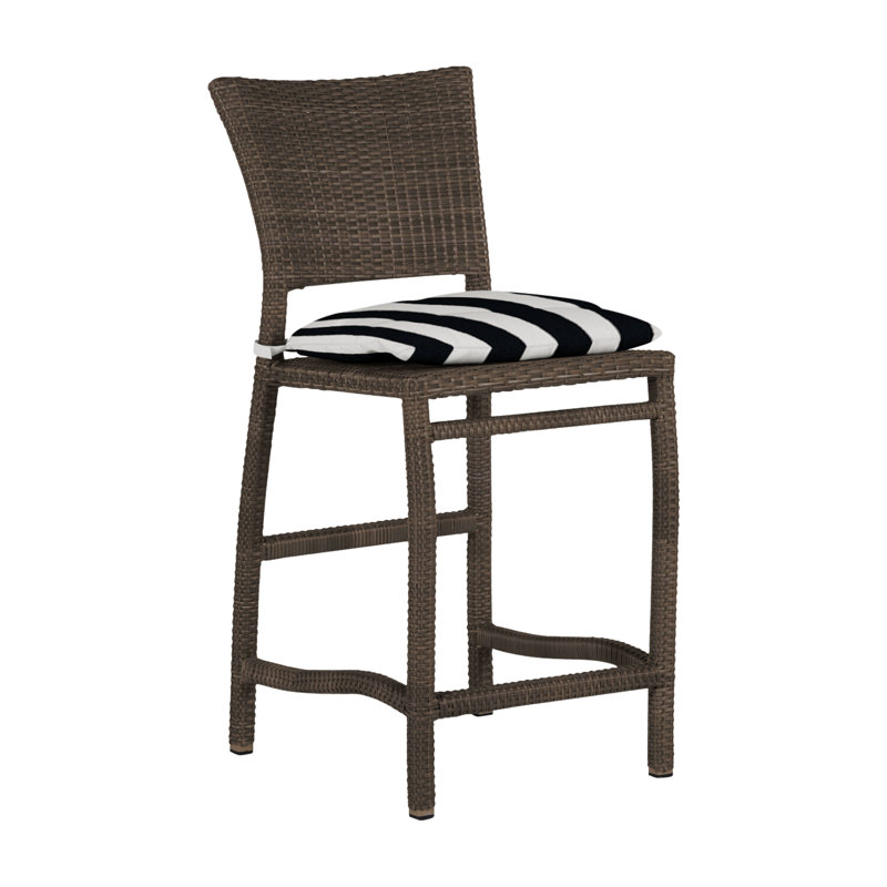 Tabouret de comptoir 24 po Skye - Noyer noir, Noyer noir, Cabana à rayures minuit, Welt