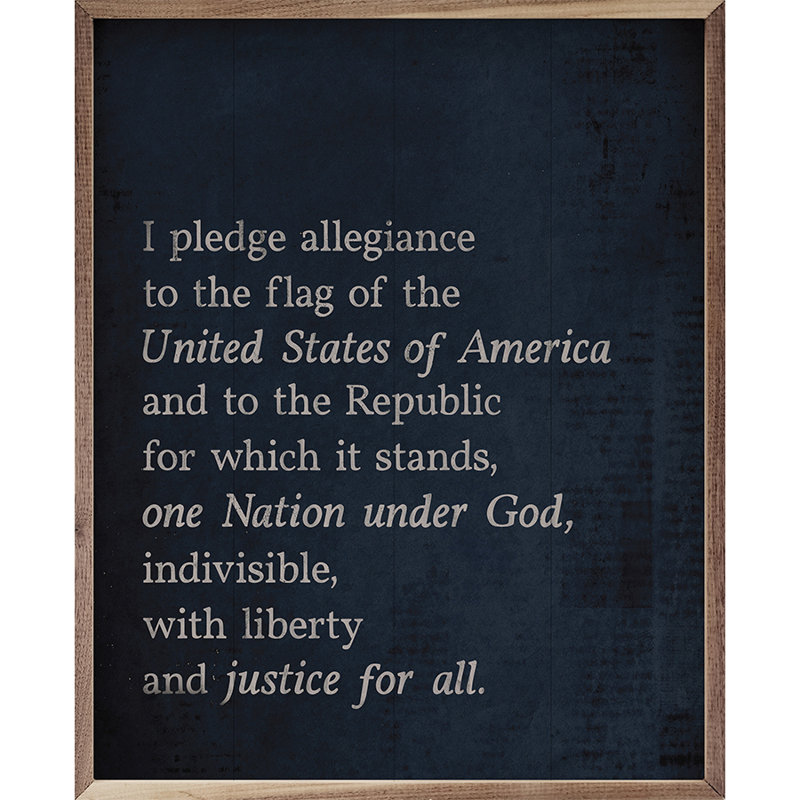 «Pledge of Allegiance» rétro bleu, Blue, H 20 po x l 16 po