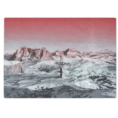 Tempered Glass Cross the Mountains Chopping Board